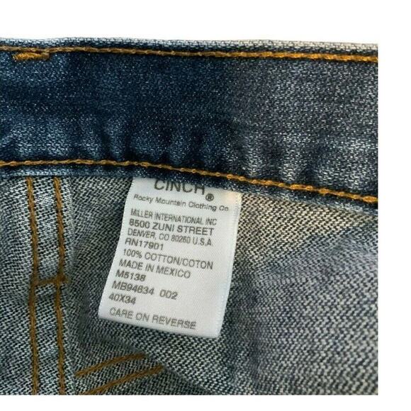 Cinch Jeans Mens Size 40X34 Western Cowboys Rodeo Straight Leg Medium Wash Denim - Picture 11 of 12